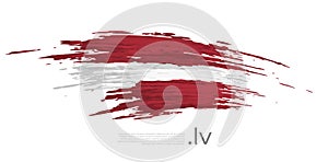 Latvia flag. Brush strokes, grunge. Stripes colors of the latvian flag on a white background. Vector design national poster,