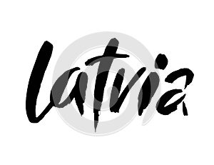 Latvia hand drawn ink calligraphy. Handwritten modern brush lettering on white background. Vector photo