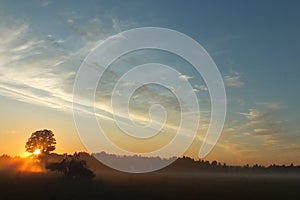 Latvia Lubana fields sun set