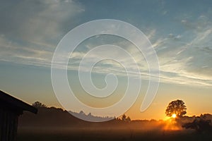 Latvia Lubana fields sun set