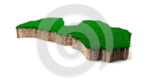 Latvia Map soil land geology cross section with green grass and Rock ground texture 3d illustration