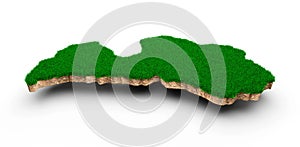 Latvia Map soil land geology cross section with green grass and Rock ground texture 3d illustration