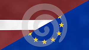 Latvian and Europe flag. Brexit concept of Latvia leaving European Union