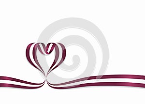 Latvian flag heart-shaped ribbon. Vector illustration.