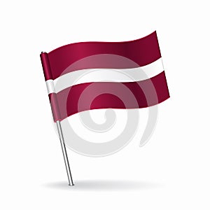 Latvian flag map pointer layout. Vector illustration.