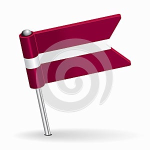 Latvian flag map pointer layout. Vector illustration.