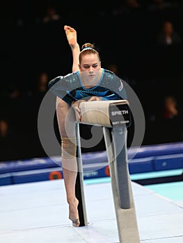Latvian gymnast Zane Petrova on the balance beam