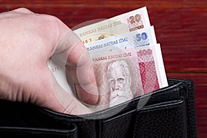 .Latvian money in the black wallet