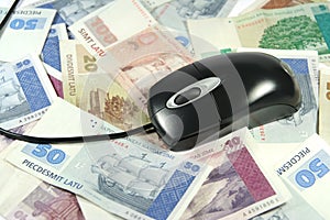 Latvian money and mouse photo