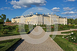 Latvian tourist landmark attraction - French garden and Rundale palace, Pilsrundale, Latvia