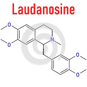 Laudanosine papaver alkaloid molecule. Skeletal chemical formula.