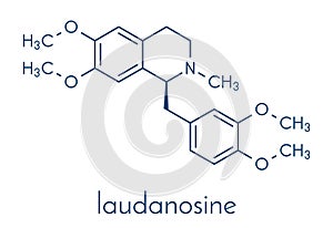 Laudanosine papaver alkaloid molecule. Skeletal formula.