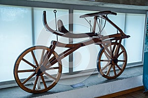 Laufmachine Karl von Drias earliest two-wheeler, or hobbyhorse in 1819 photo