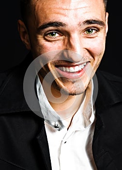 Laugh of amused funny man