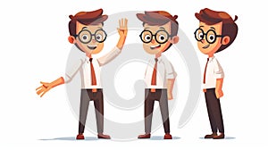Laughable cartoon character with a hi gesture, waving with a hand, smiling and waving to the audience. Graphic modern photo