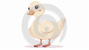 Laughable funny goose. Adorable baby bird with feathers. Family flock of chickens. Kids flat modern illustration photo