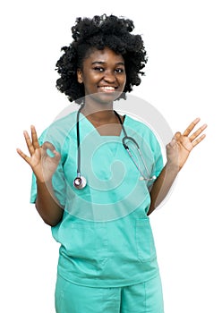 Laughing african american female nurse