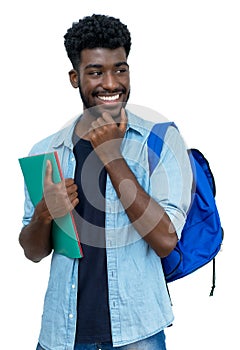 Laughing african american male student with beard