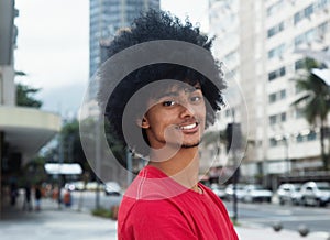Laughing african american man with typical afro hair