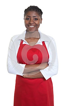 Laughing african american waitress