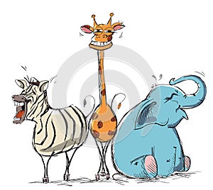 Laughing animals vector illustration