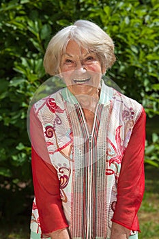 Laughing attractive female pensioner