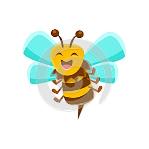 Laughing Bee Mid Air With Sting, Natural Honey Production Related Carton Illustration