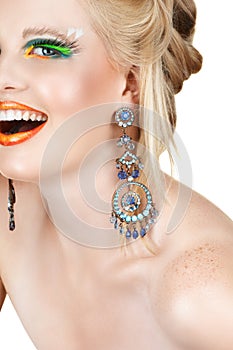 Laughing blond with eyelashes