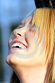 Laughing Blond Looking Up