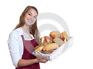 Laughing blond woman from the bakery