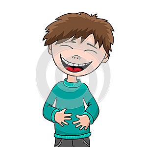 Laughing boy - happy little child, vector illustration on white background.