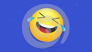 Laughing bright emoticon vector concept illustration of smiling emoji icon for chat, messengers and networks