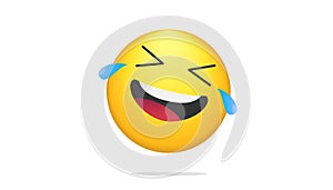 Laughing bright emoticon vector concept illustration of smiling emoji icon for chat, messengers and networks