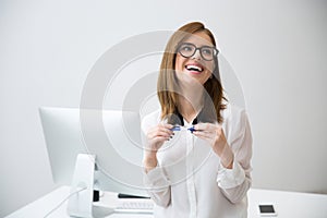 Laughing businesswoman