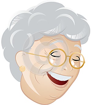 Laughing cartoon grandma