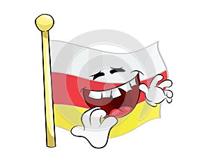 Laughing cartoon illustration of South Ossetia flag