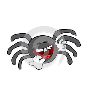 Laughing cartoon illustration of spider