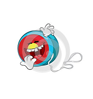 Laughing cartoon illustration of yo yo toy