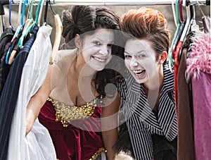 Laughing Clowns at Clothes Rack