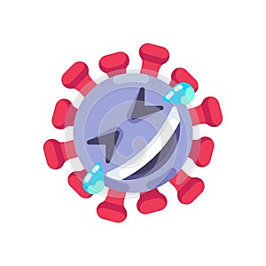 Laughing coronavirus emoticon flat icon