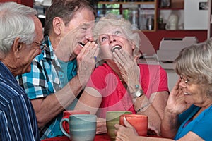 Laughing Elderly Couple with Friends