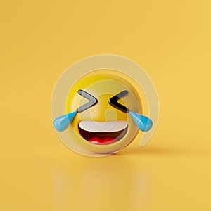 Laughing emoji icons on yellow background