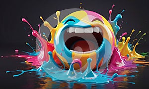 Laughing Emoji in Paint Eruption