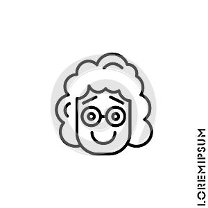 Laughing, emoticon girl, woman icon.Fun,face vector. Humor, smile, smiley, positive symbol for web and mobile apps. Smiling Raised