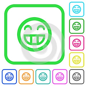 Laughing emoticon vivid colored flat icons icons