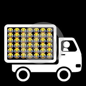 Laughing emotion emojis in transport truck