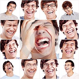 Laughing face collage