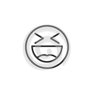 Laughing face emoji line icon