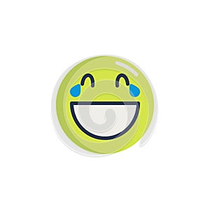 Laughing face emoticon flat icon