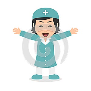 Laughing Female Nurse Cartoon Character
